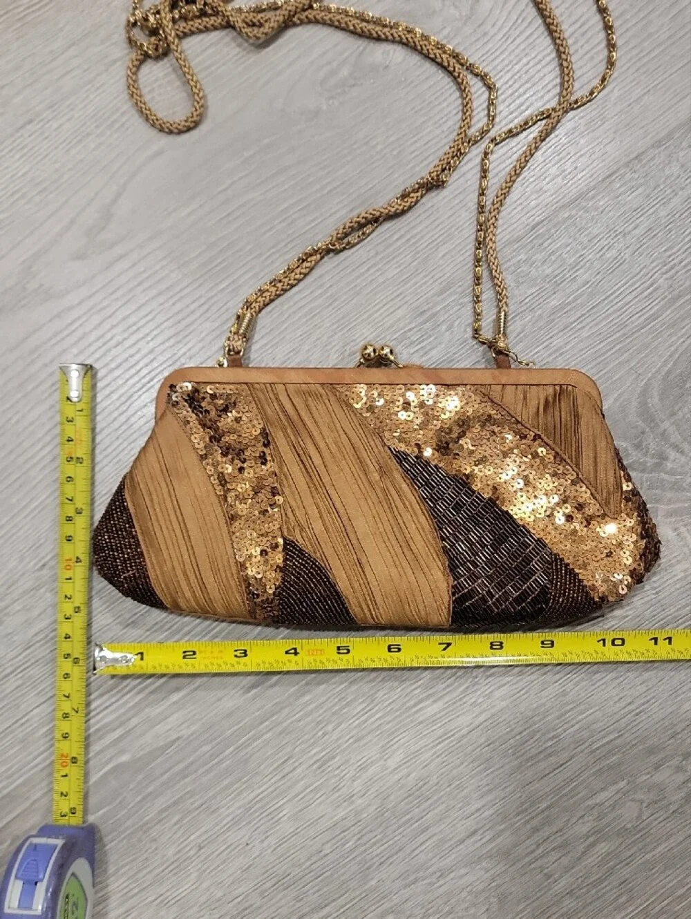Valerie Stevens Gold Sequin Woven Clutch